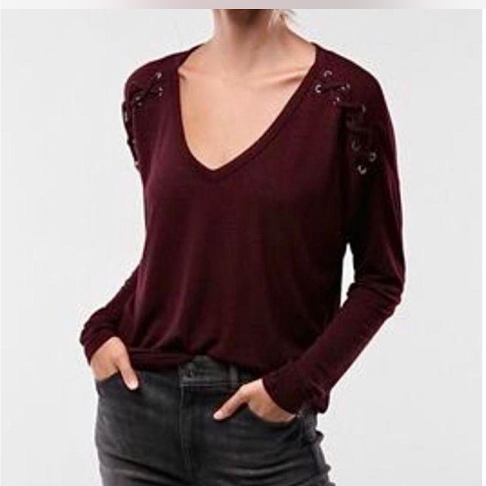 Express burgundy long sleeve top